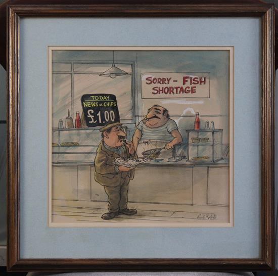 Carlo Roberto Sorry Fish Shortage, 11 x 11.5in.